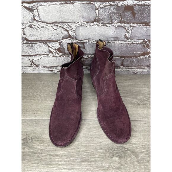 UGG Bandera Purple Plum Suede Back Zip Ankle Bootie Heel Boots Women 7M US/38EU - Picture 12 of 16